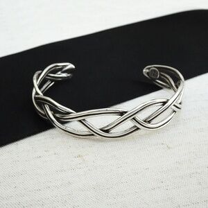 Silver Cuff,  Modern Basketweave Cuff fits most, NWT